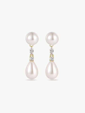 Luna Drop - Simulated Pearl Dangle Earrings MOSSETTA Jewelry