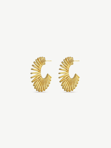 Exaggerated Half Circle Sunflower Earrings
