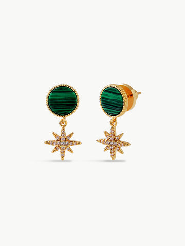 Malachite Starburst Drop Earrings MOSSETTA Jewelry