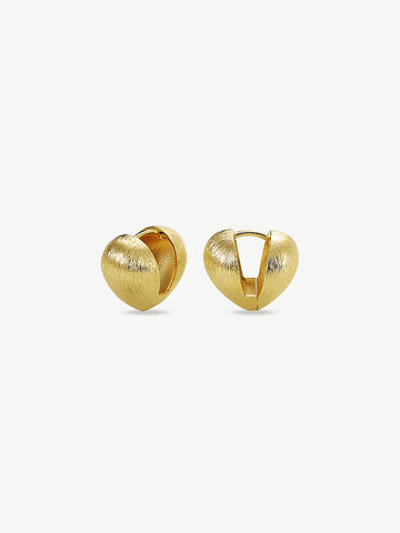 Double-sided brushed heart earrings