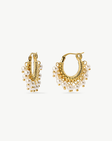 Pearl Cluster Hoop Earrings MOSSETTA Jewelry