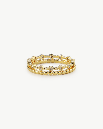 Beaded Duo Stack Ring Set MOSSETTA Jewelry