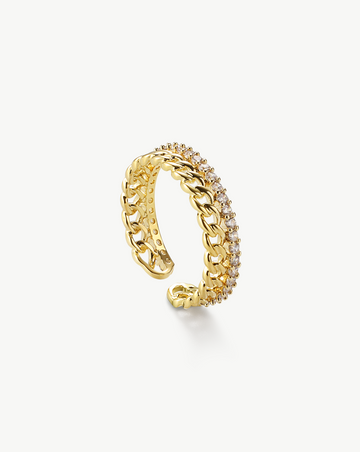 Dual Chain Sparkle Open Ring MOSSETTA Jewelry