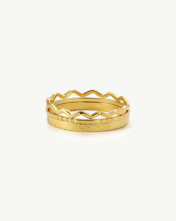 Minimal Texture Stack Ring Set MOSSETTA Jewelry