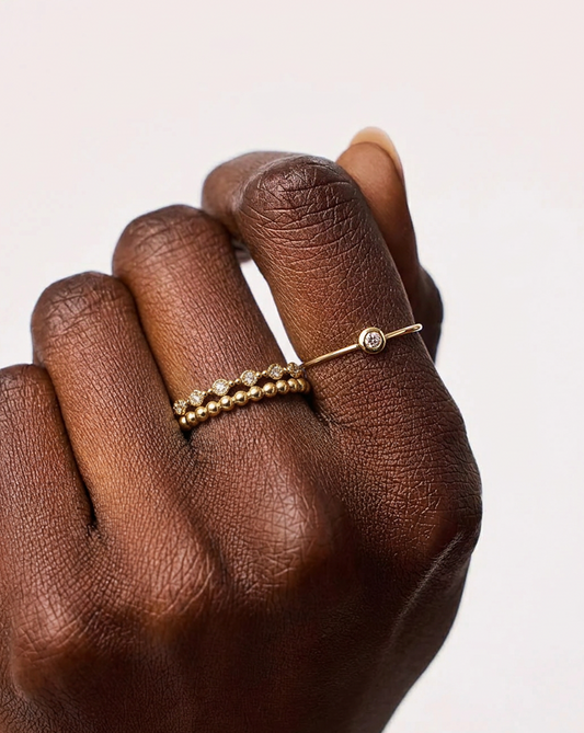 Beaded Duo Stack Ring Set MOSSETTA Jewelry