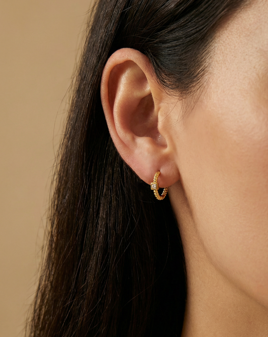 Twisted Cube Huggies MOSSETTA jewelry