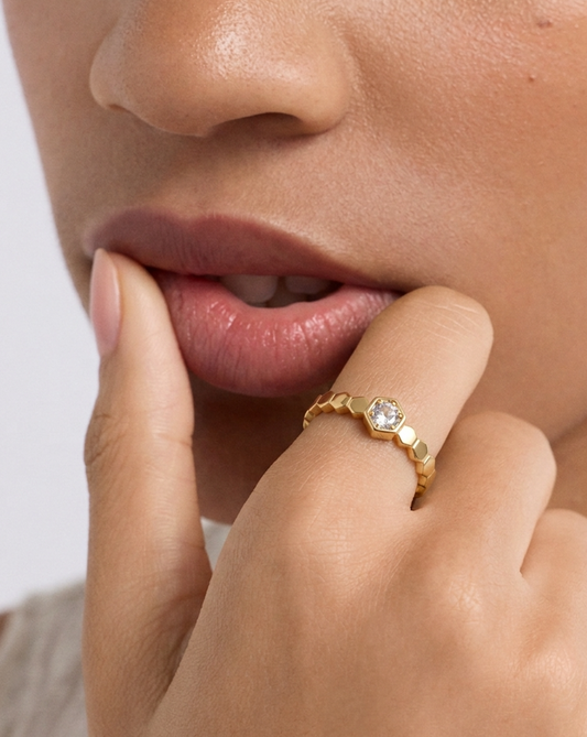 Honeycomb Glow Open Ring MOSSETTA Jewelry