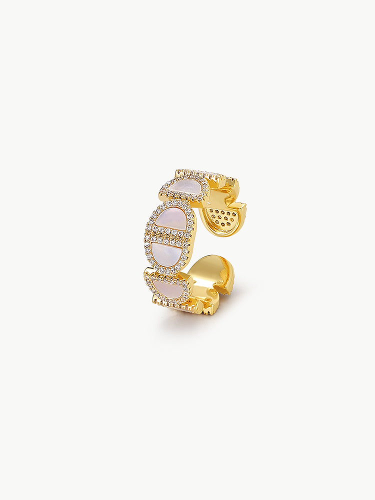 Iridescent Shell Gold Statement Ring MOSSETTA Jewelry