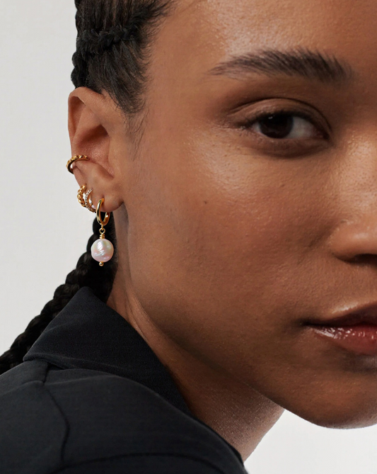 Lumina Pearl Huggies Earrings MOSSETTA Jewelry