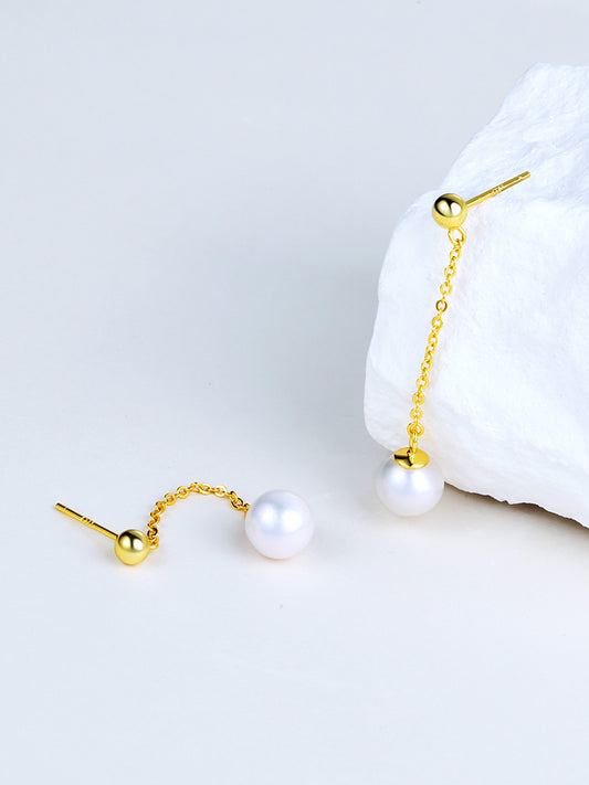 Chain pearl drop earrings