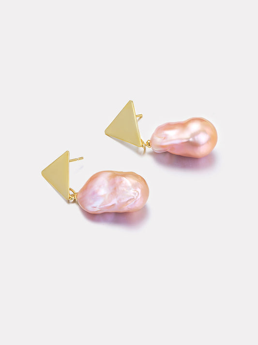 Geo Baroque Pearl Earrings