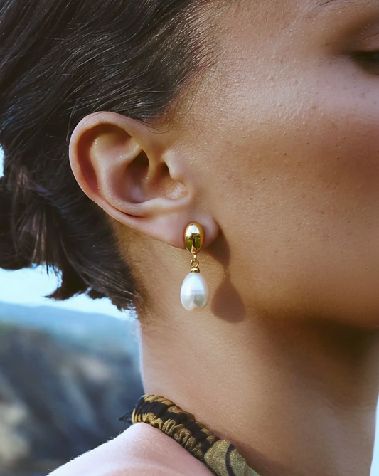 Oval Pearl Drop Earrings MOSSETTA Jewelry