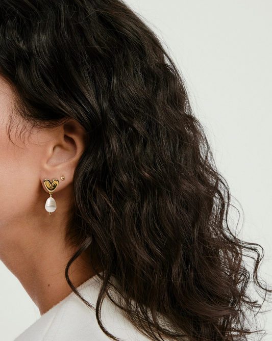 Heartfelt Pearl Drop Earrings MOSSETTA Jewelry