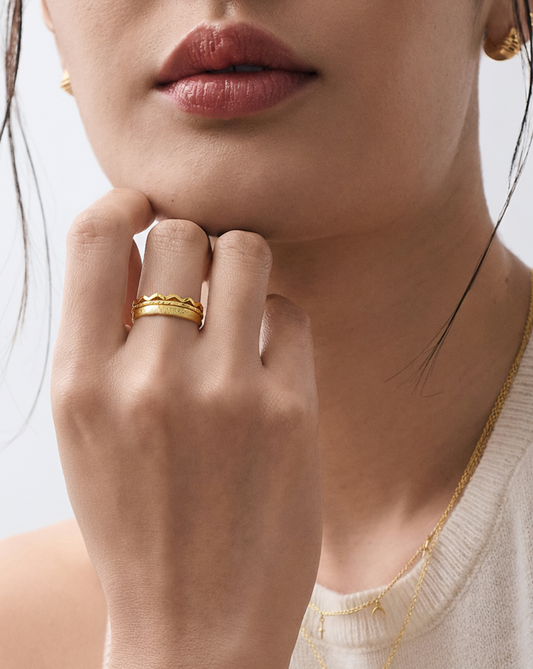 Minimal Texture Stack Ring Set MOSSETTA Jewelry