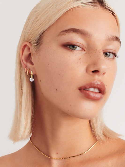 Solitaire Pearl Hoop Earrings MOSSETTA Jewelry