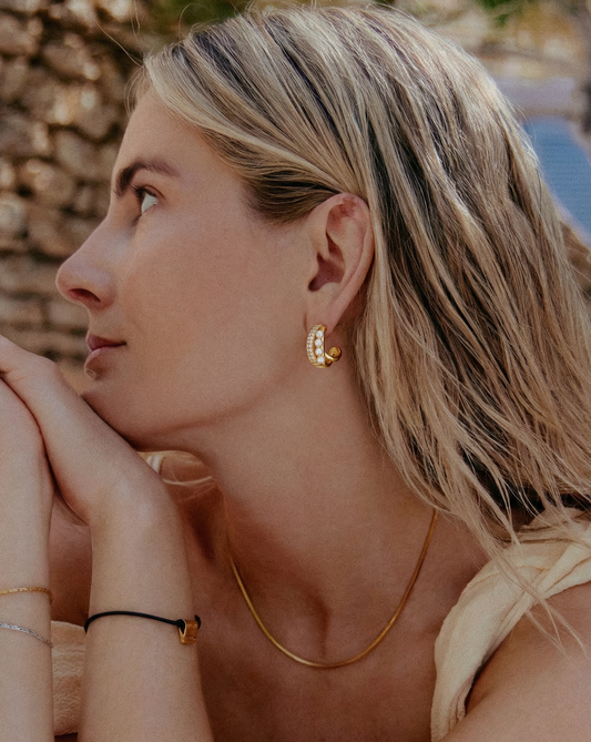 Pearl & Pavé Twist Huggies MOSSETTA jewelry