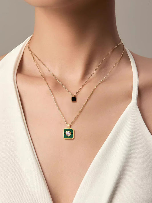 Square Malachite Necklace