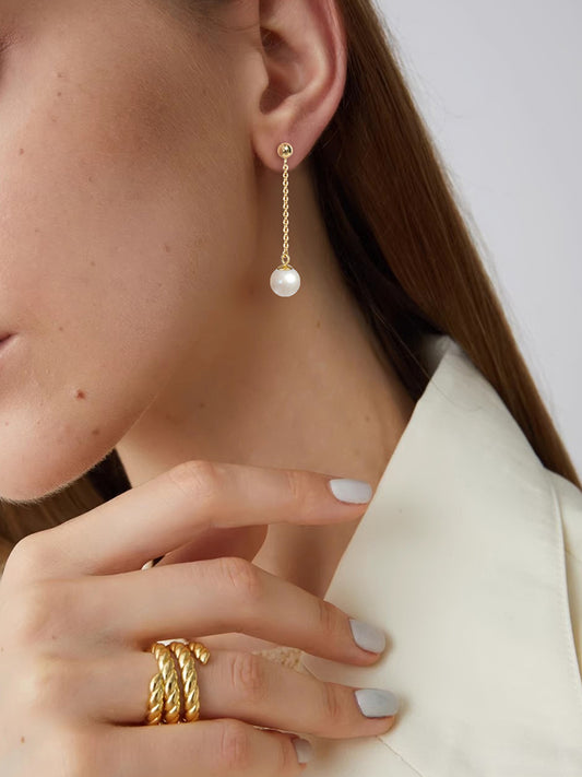Chain pearl drop earrings MOSSETTA Jewelry