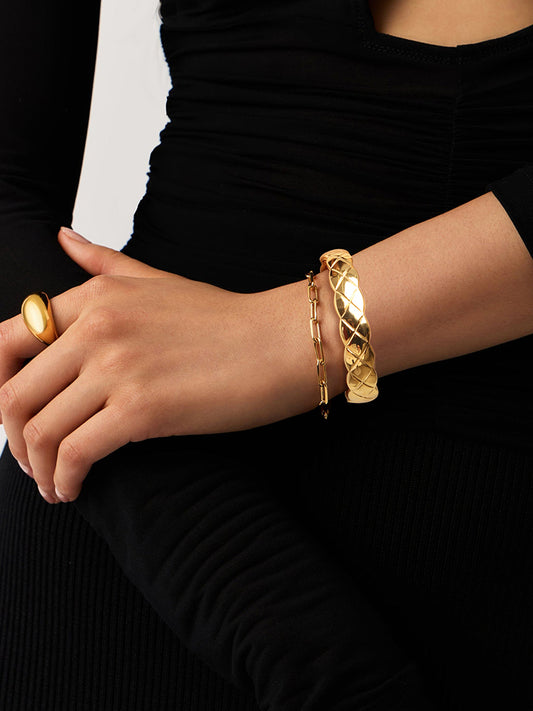 Ridge Lava Adjustable Open Cuff Bracelet MOSSETTA Jewelry