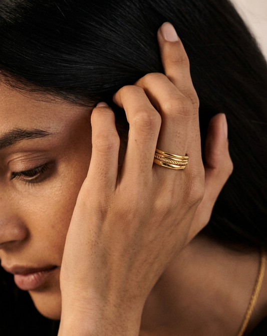 Minimal Twist & Polish Ring Set MOSSETTA Jewelry