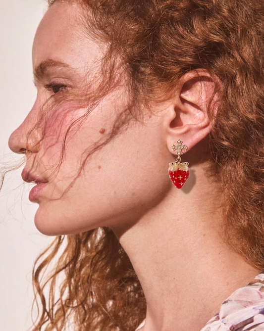 Strawberry Faith Drop  Earrings MOSSETTA Jewelry