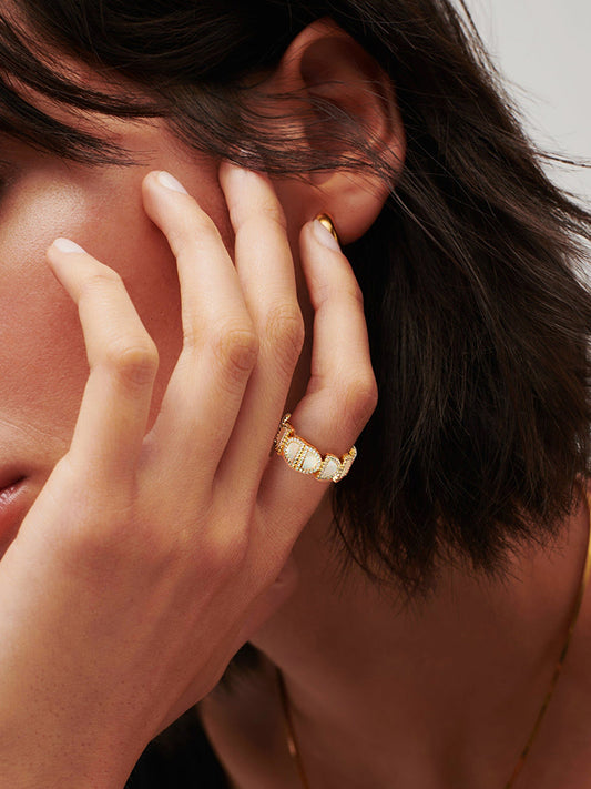 Iridescent Shell Gold Statement Ring MOSSETTA Jewelry