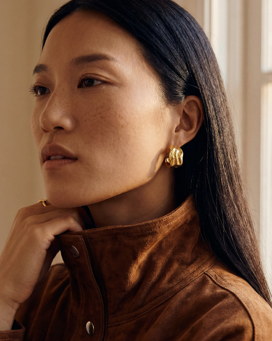 Irregular lava texture earrings MOSSETTA jewelry