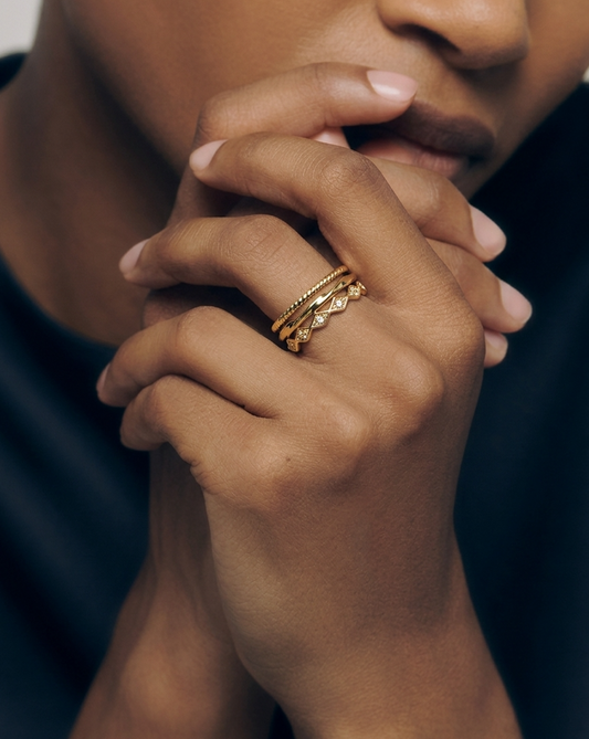 Rhombus Wave Trio Ring Set MOSSETTA Jewelry