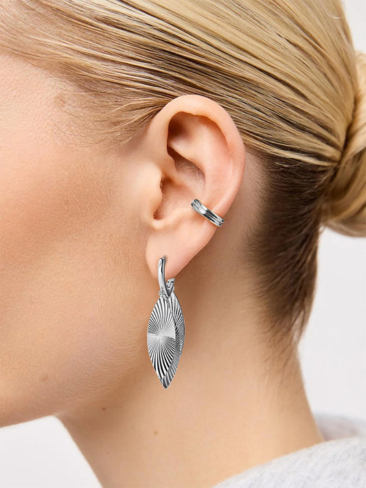 Sunburst Feather Drop Huggies MOSSETTA Jewelry