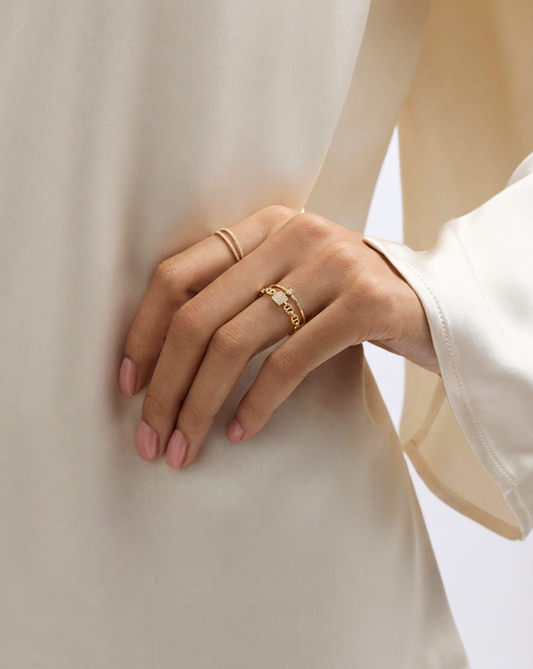 Linked Sparkle Open Ring MOSSETTA Jewelry