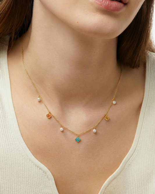 Four-Leaf Clover Pearl Necklace MOSSETTA Jewelry