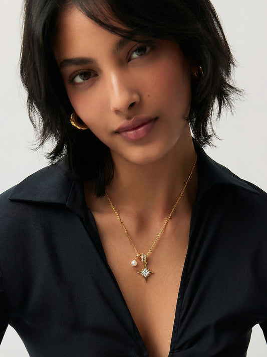 Starlight Pearl Charm Necklace MOSSETTA Jewelry
