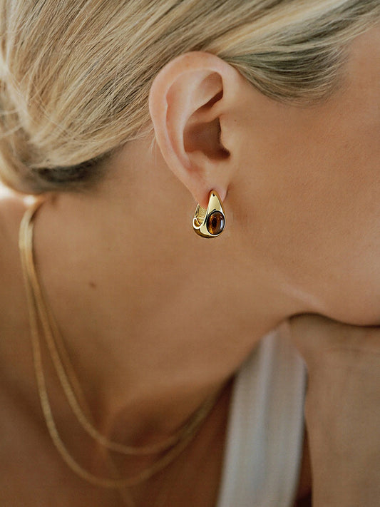 Amber Lustre Teardrop Hoops MOSSETTA Jewelry
