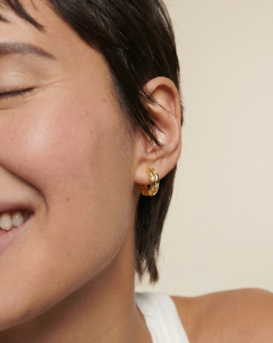 Bamboo-Joint Star Diamond Hoop Earrings MOSSETTA jewelry