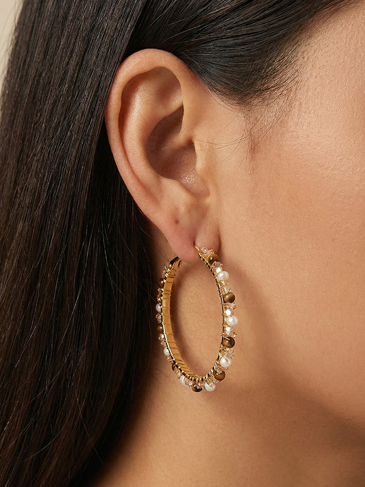 Weave Large Hoop Earrings MOSSETTA Jewelry